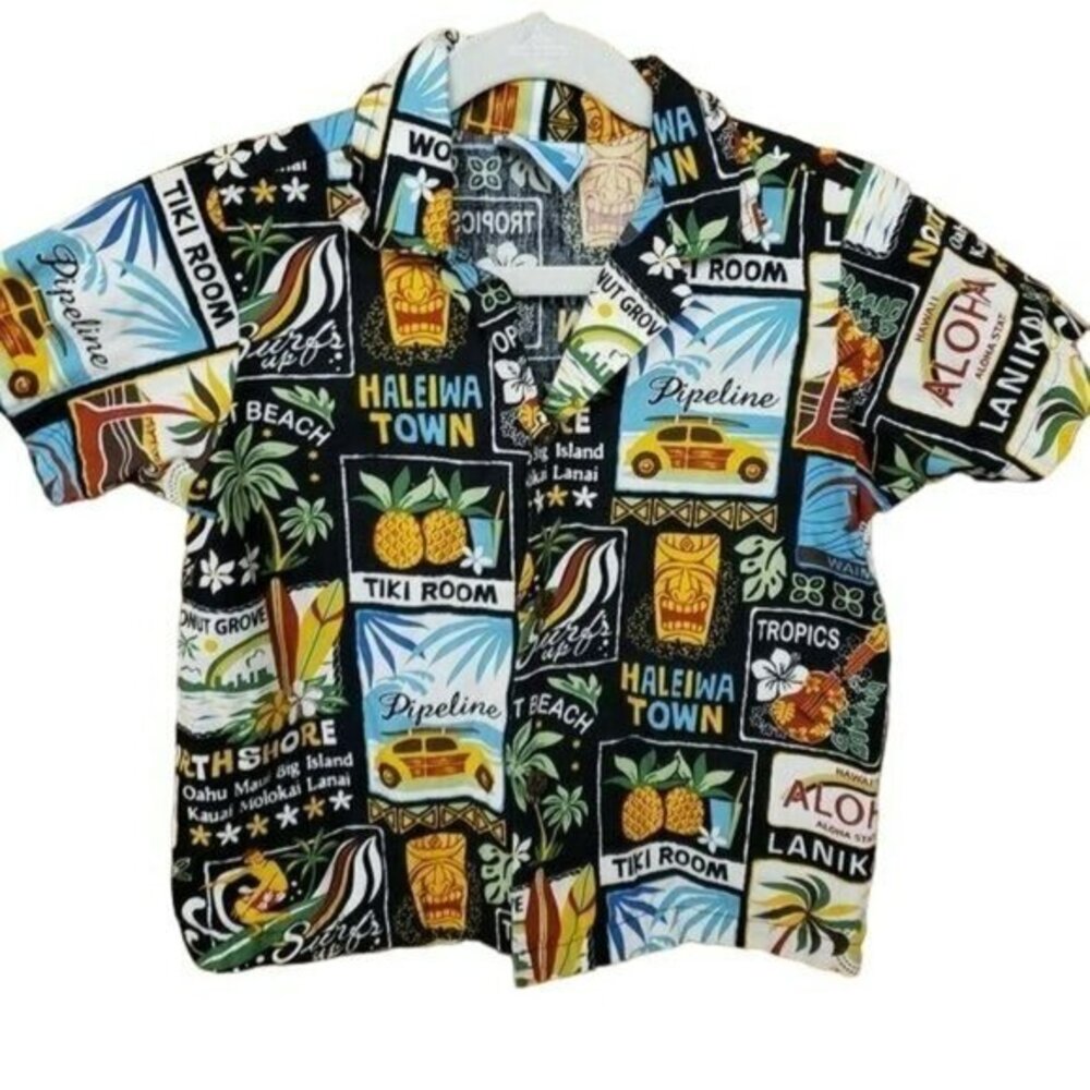 RJC Childs Button Shirt‎  MADE IN HAWAII USA SIZE 4 Tropical